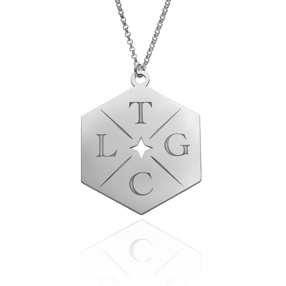 Stars & Back Big Initial Necklace in Sterling Silver-3 product photo