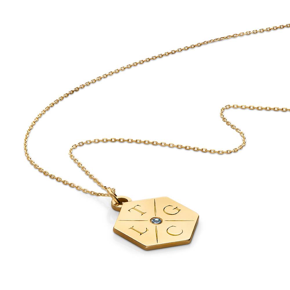 Stars & Back Small Initial Necklace in Yellow Gold-3 product photo