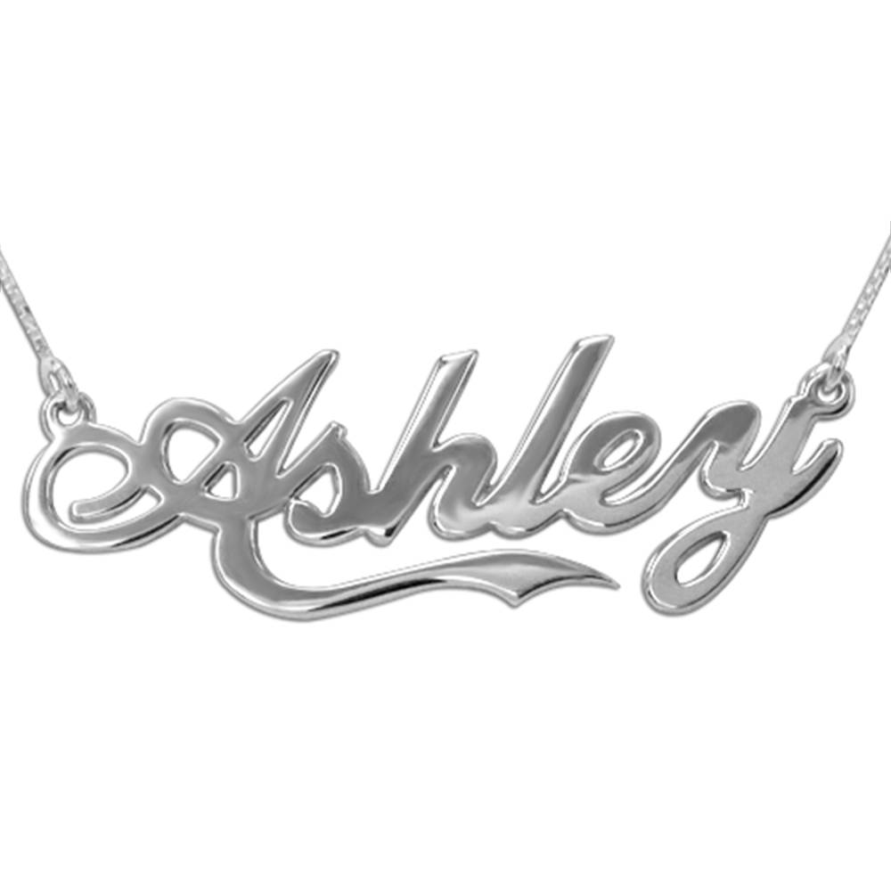 Sterling Silver Inspired by Coca Cola Style Name Necklace in Double Thickness-1 product photo