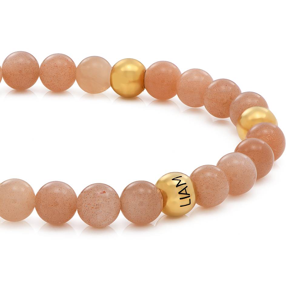 Bracelet Pierre de Soleil  Balance avec Perles Gravées en Plaqué Or 18 carats-4 photo du produit