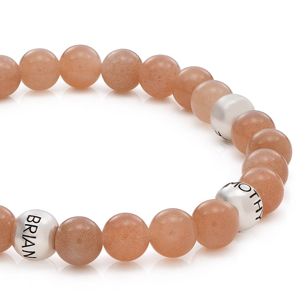 Sonnenstein Balance Perlenarmband mit gravierten silberen Beads Produktfoto