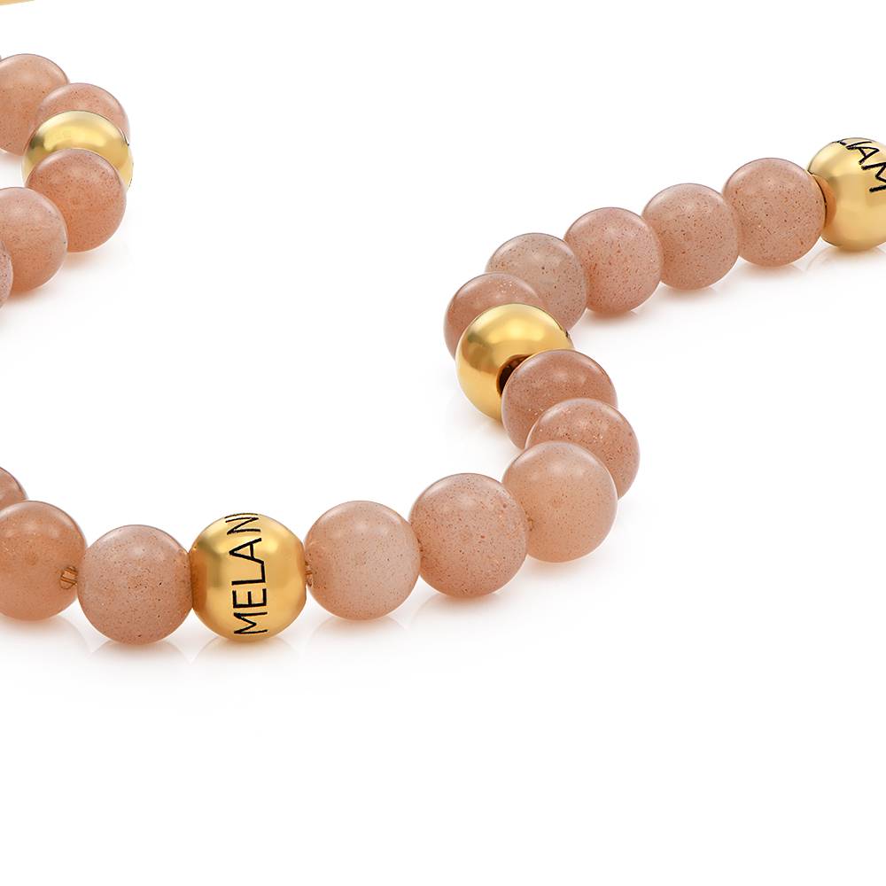 Sunstone Semi-Precious Balance Bead Necklace in 18ct Gold Plating-4 product photo