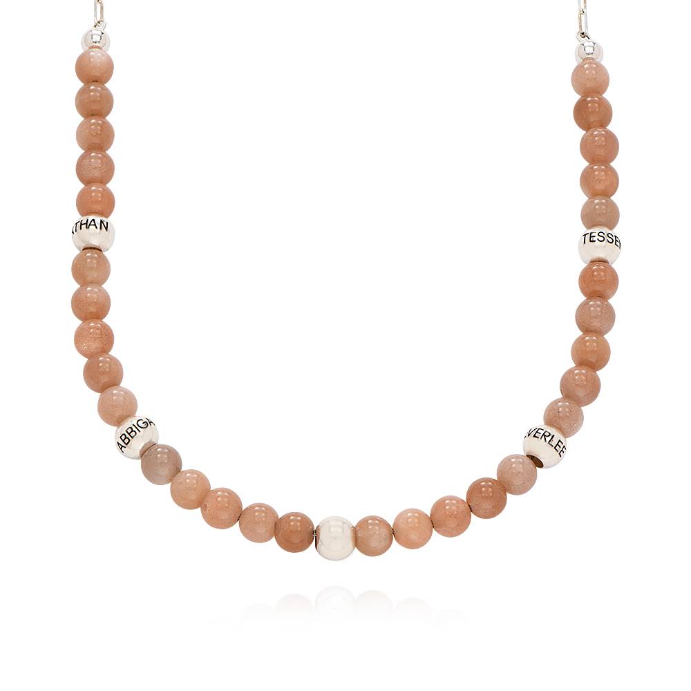 Sonnenstein Balance Perlenkette mit gravierten silberen Beads Produktfoto