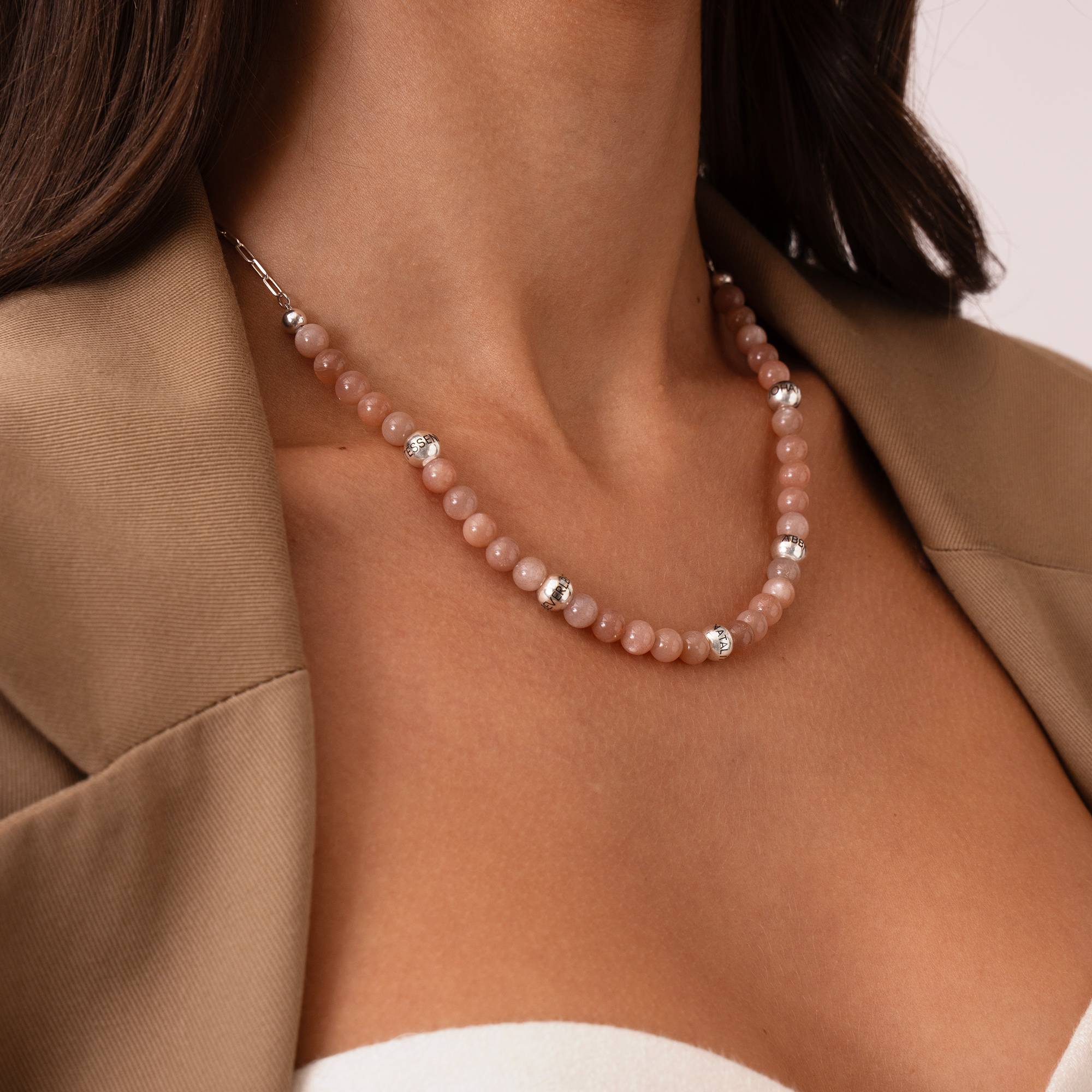 Sonnenstein Balance Perlenkette mit gravierten silberen Beads-6 Produktfoto