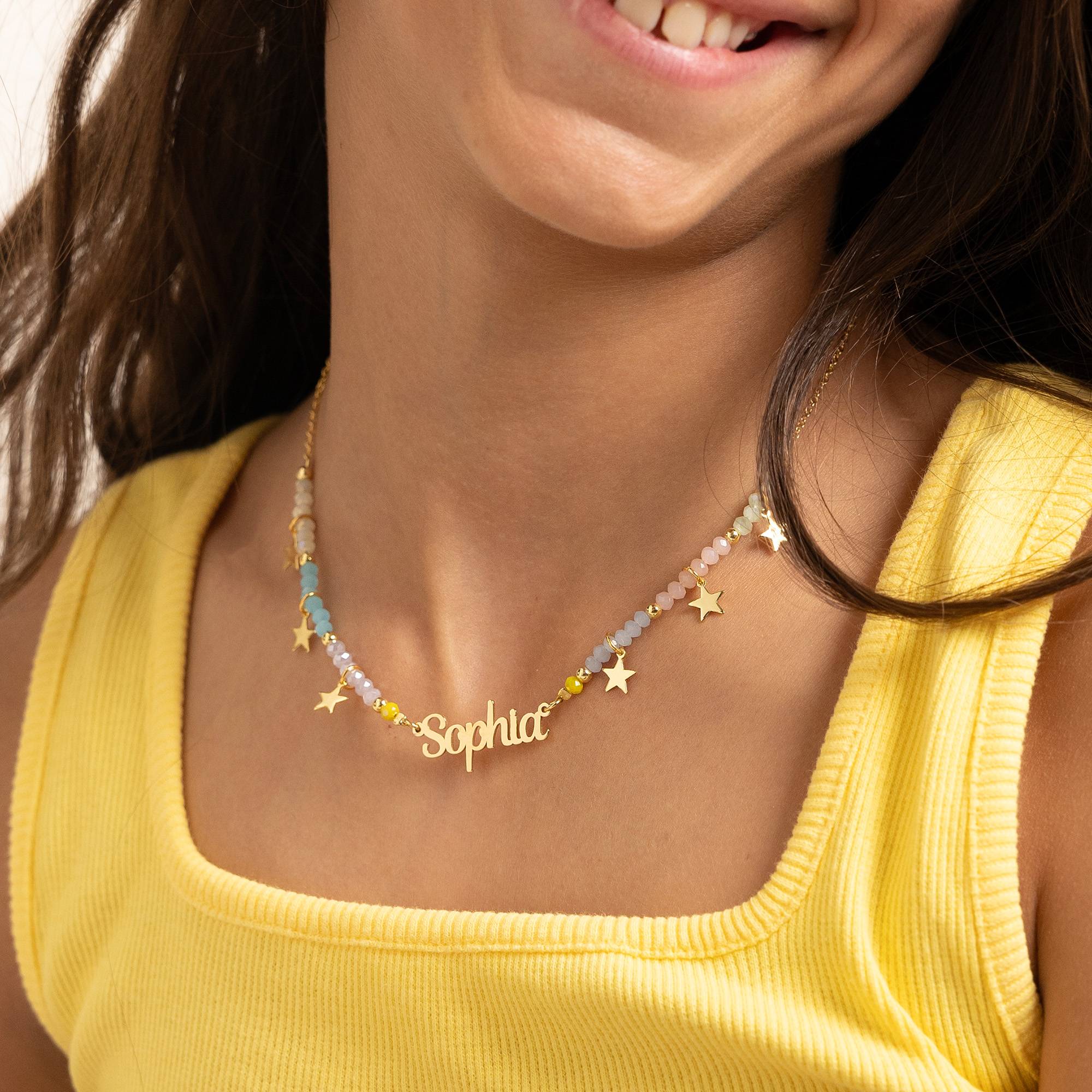 Superstar Namenskette für Mädchen - 750er vergoldetes Messing-6 Produktfoto