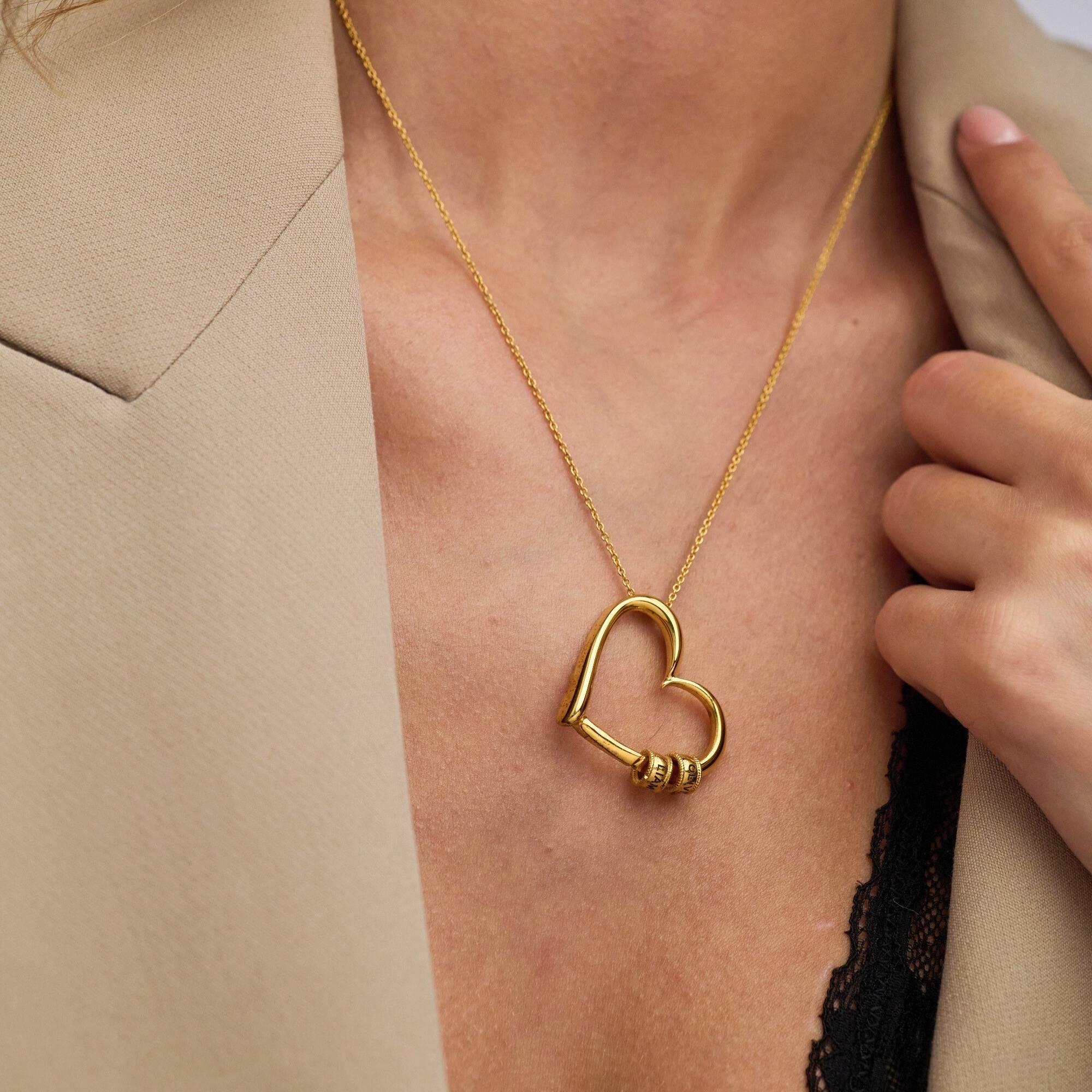 Collier Cœur avec pendentifs personnalisés en Plaqué Or 18 carats-4 photo du produit