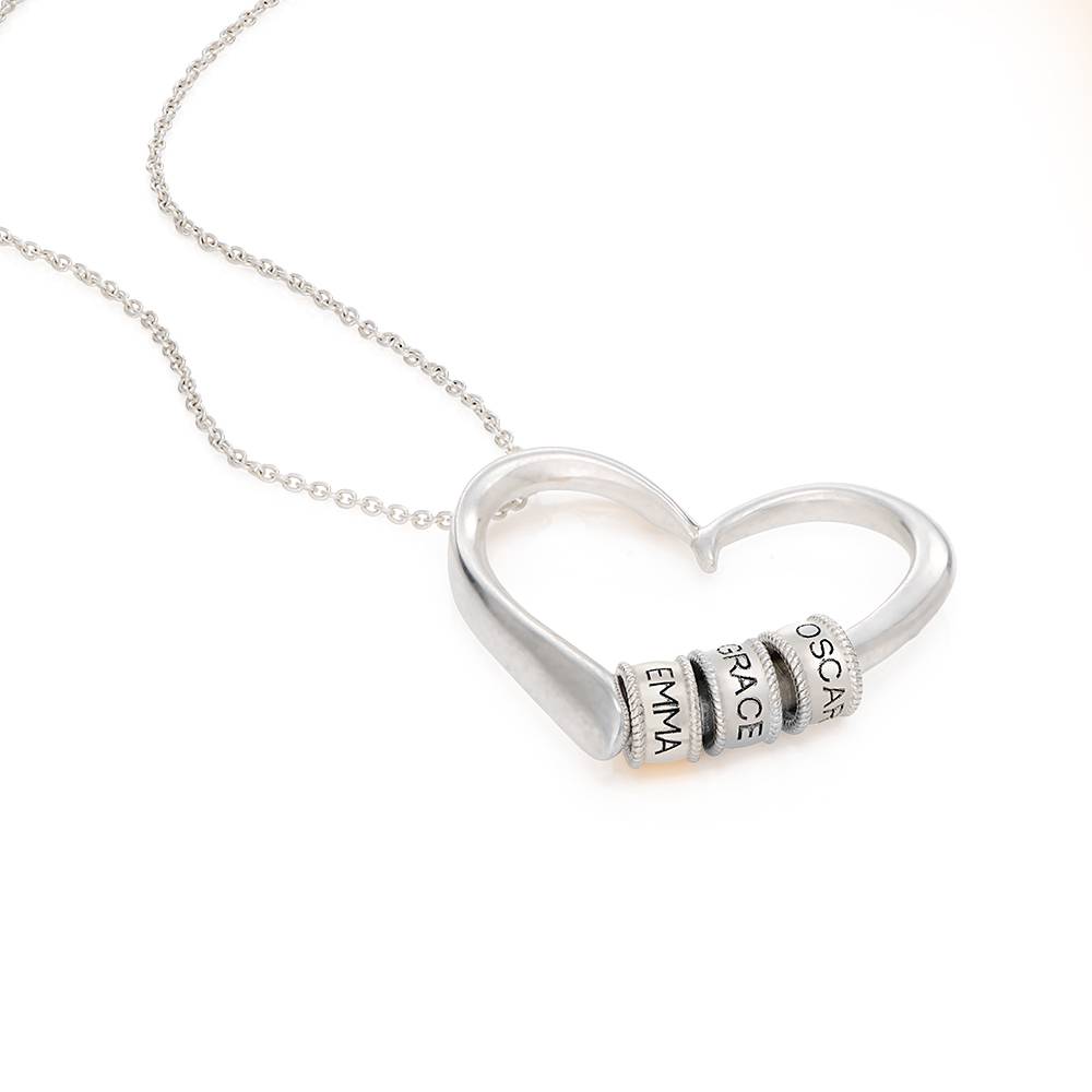 Charming Heart Necklace with Engraved Beads in Sterling Silver-5 product photo