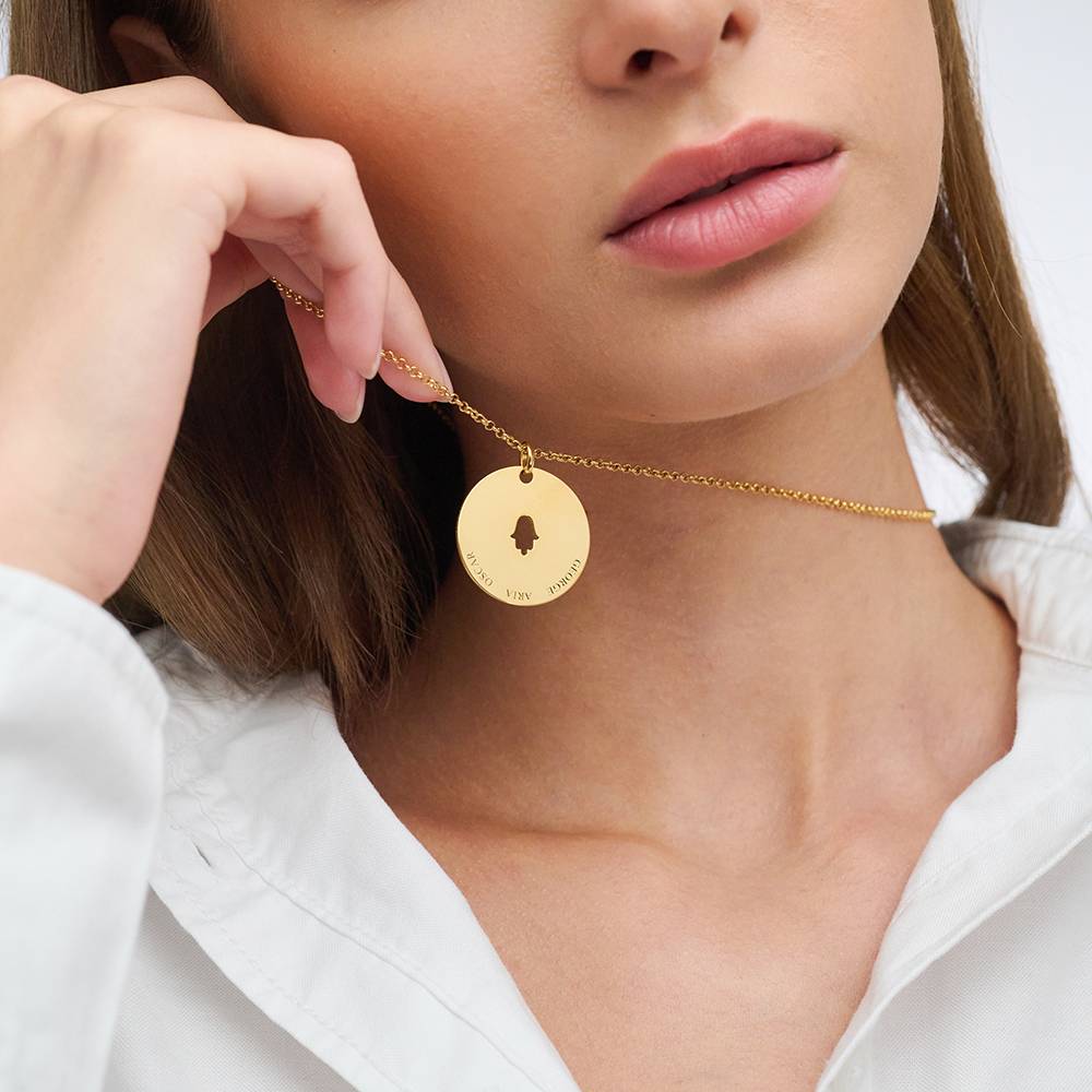 Collier pendentif médaille à inscription personnalisable en Vermeil 18 carats-1 photo du produit