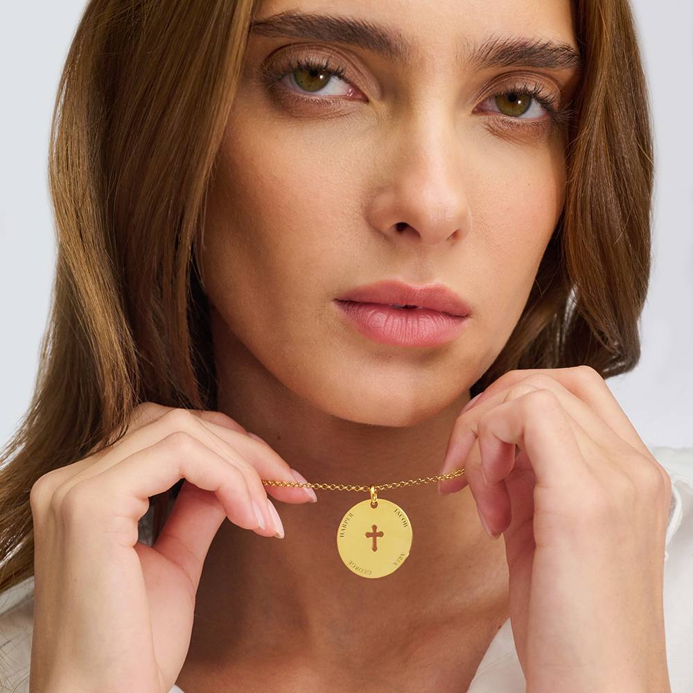 Collier pendentif médaille à inscription personnalisable en Vermeil 18 carats-5 photo du produit