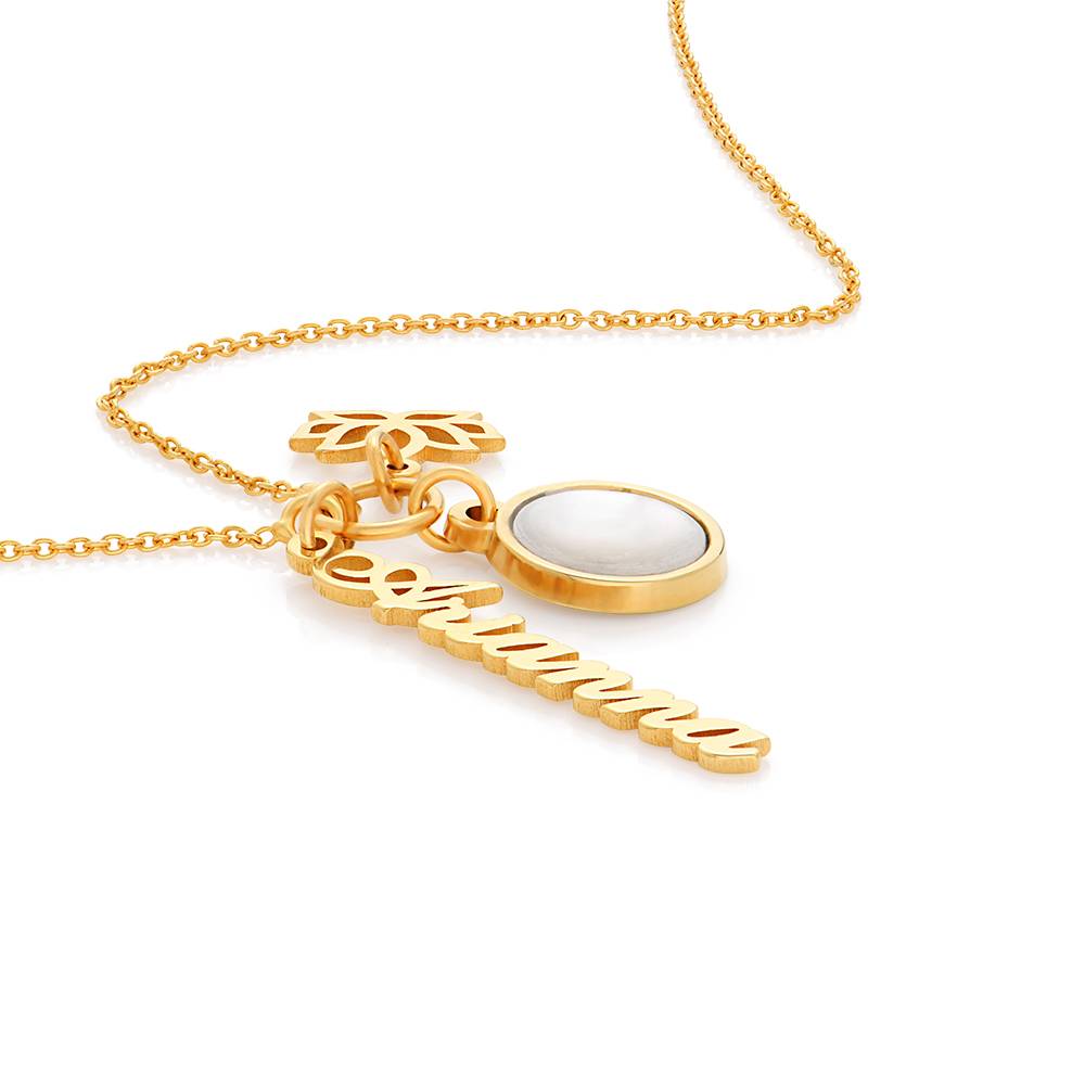 Collar de nombre simbólico con piedra semipreciosa en chapado en oro de 18 quilates foto de producto