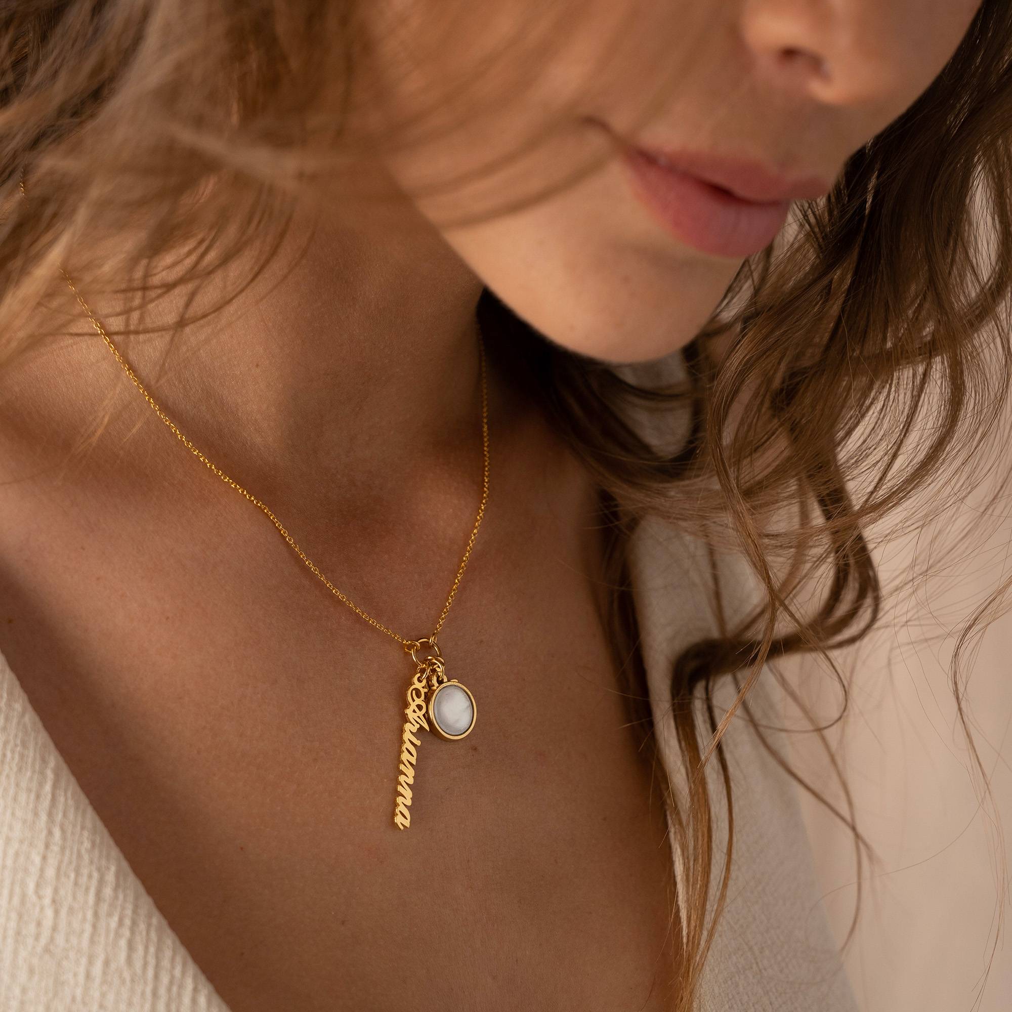 Symbolic Name Necklace with Semi-Precous Stone in 18K Gold Plating-3 product photo