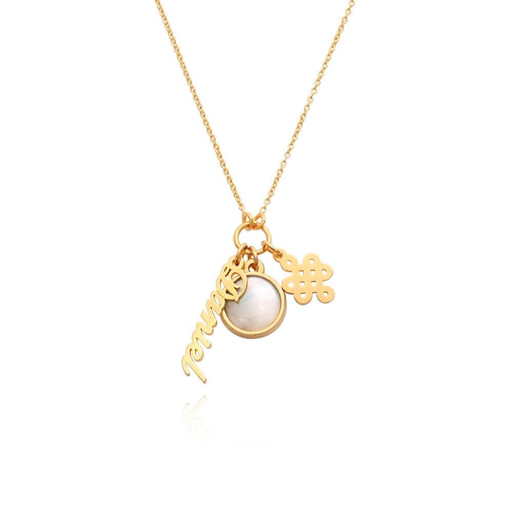 Symbolic Name Necklace with Semi-Precious Stone in 18K Gold Vermeil product photo