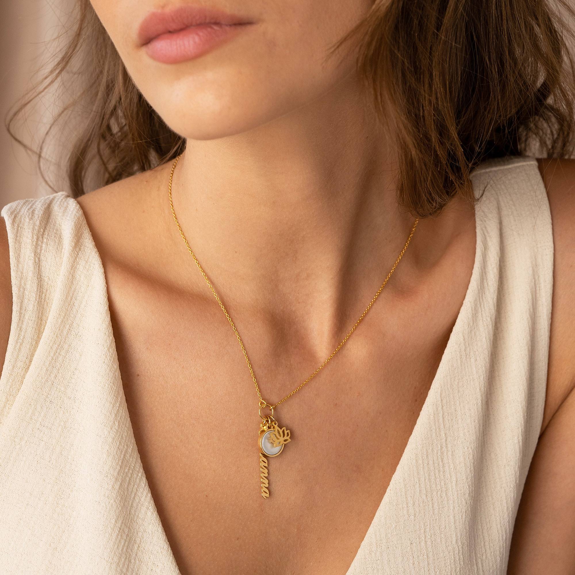Collar de nombre simbólico con piedra semipreciosa en oro vermeil de 18 quilates-1 foto de producto