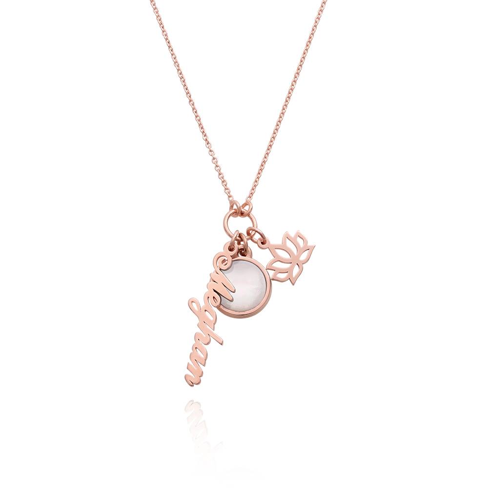Symbolic Name Necklace with Semi-Precious Stone in 18K Rose Gold Plating-3 product photo