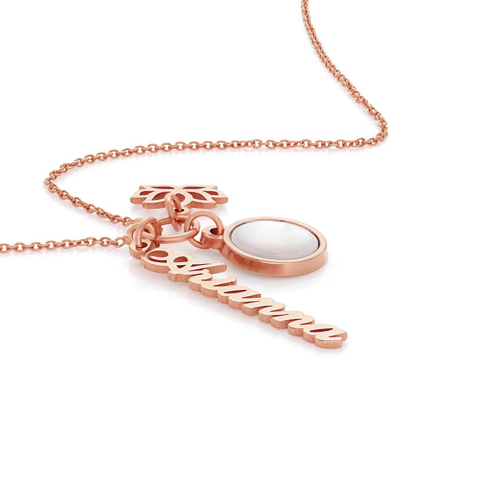 Symbolic Name Necklace with Semi-Precious Stone in 18K Rose Gold Plating-1 product photo