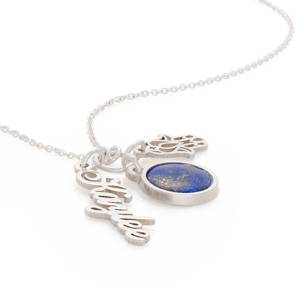 Symbolic Name Necklace with Semi-Precious Stone in Sterling Silver-1 product photo