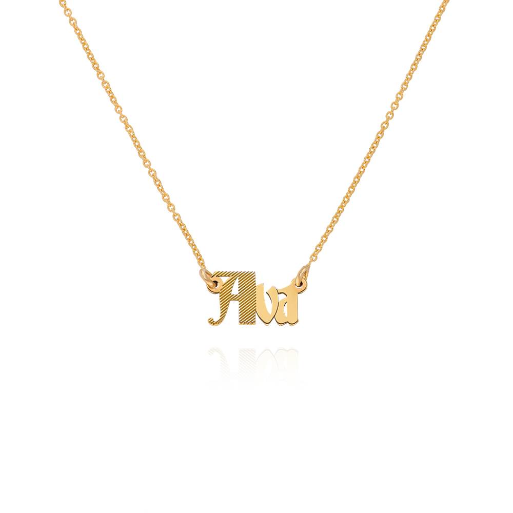 Collar Wednesday texturizado con nombre gótico en oro Vermeil de 18K-2 foto de producto