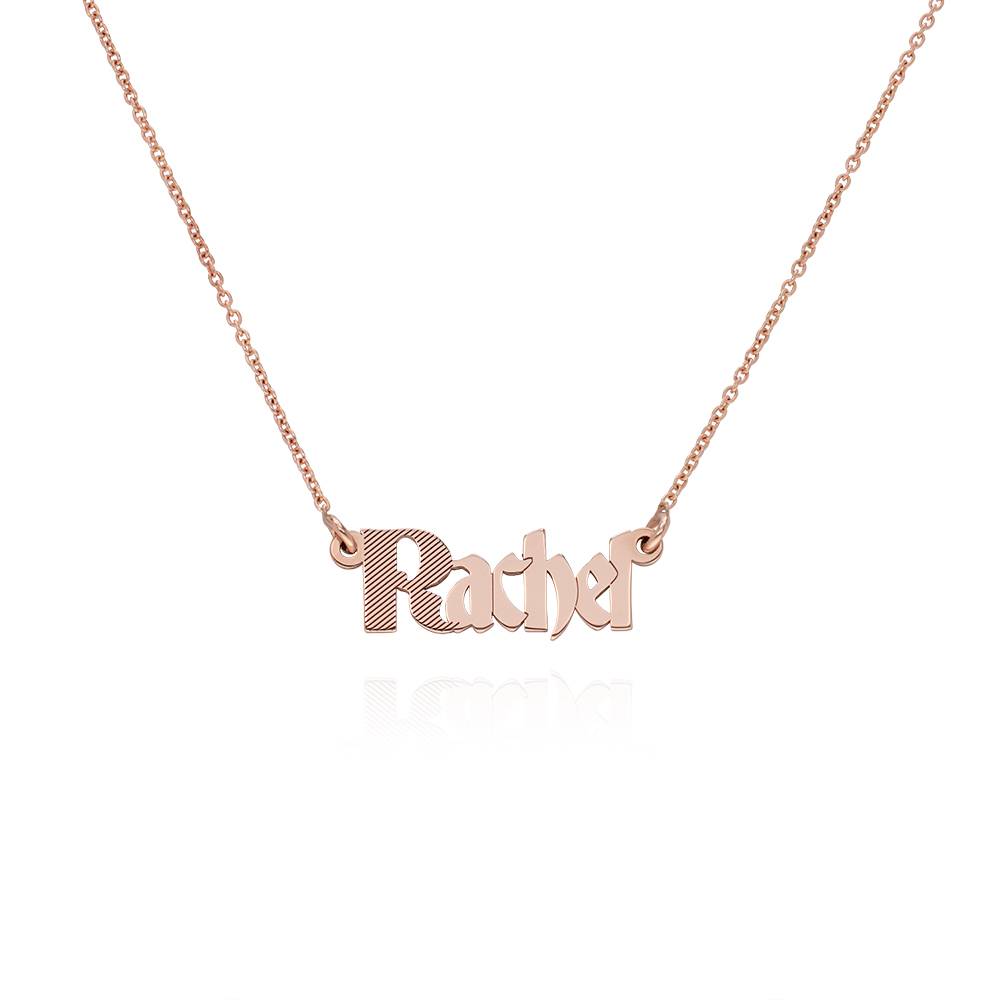 Wednesday Textured Gothic Name Necklace in 18K Rose Gold Plating product photo
