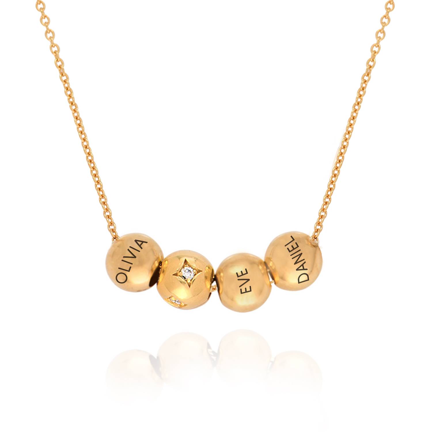 The Balance Bead Necklace with Cable Chain with 0.08CT Diamonds in 18ct Gold Plating-3 product photo