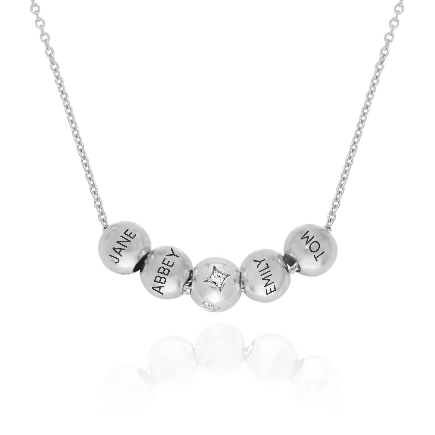 The Balance Bead Necklace with 0.08CT Diamonds in Sterling Silver product photo