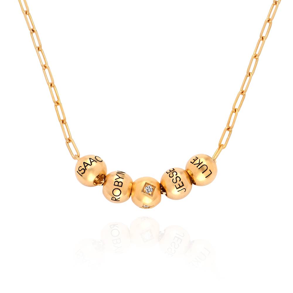 Collana Balance Bead con perla di diamante da 0,08 ct in oro giallo 14K-3 foto del prodotto