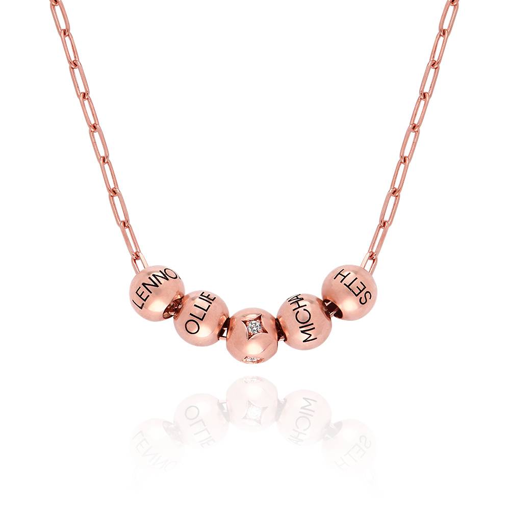 Collana Balance con perla di diamante da 0,08 carati in Oro Rosa Vermeil 18K-5 foto del prodotto