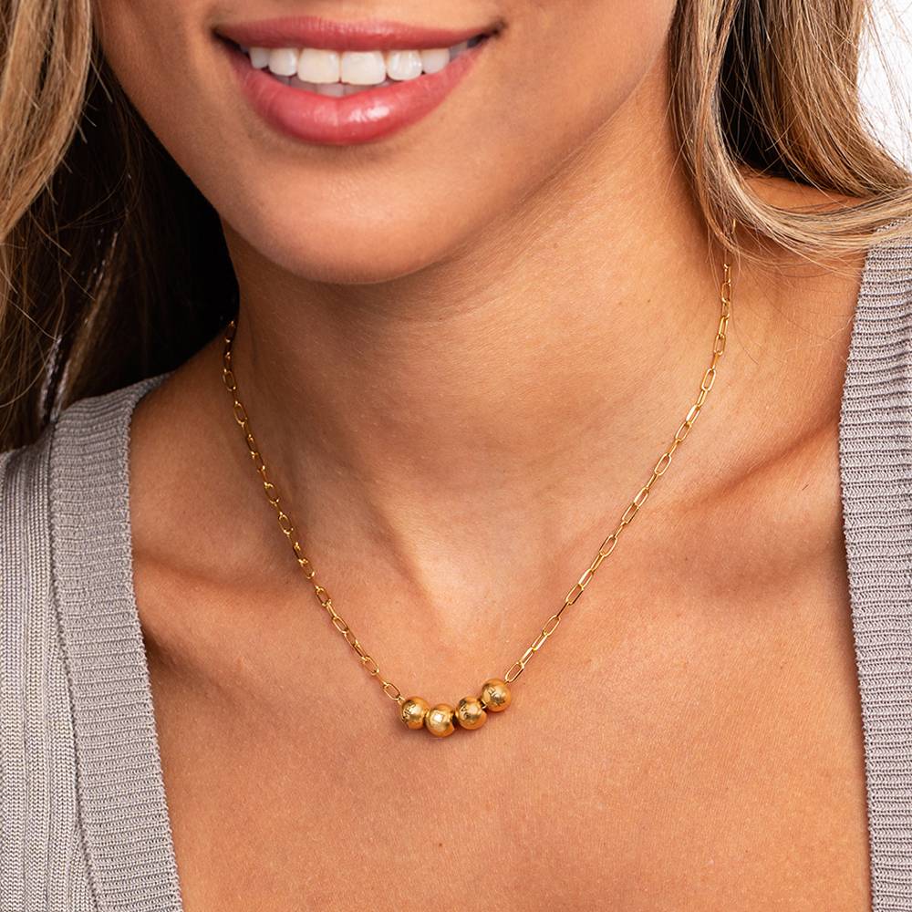 The Balance Bead Necklace with 0.08ct Diamond Bead in 18K Gold Plating-1 product photo