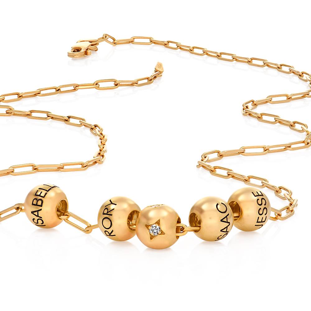 The Balance Bead Necklace with 0.08ct Diamond Bead in 18k Gold Plating-3 product photo