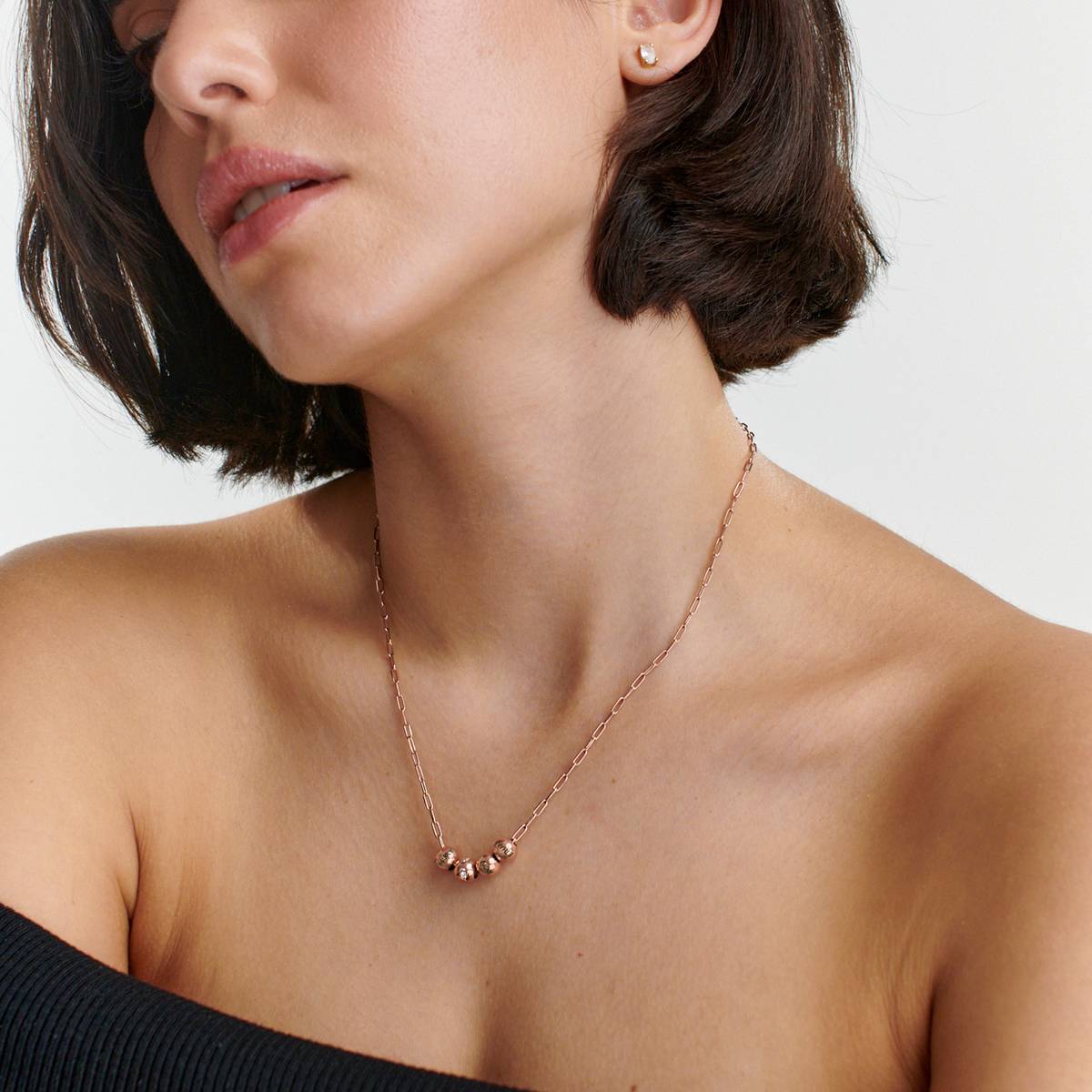 The Balance Bead Necklace with 0.08CT Diamond Bead in 18K Rose Gold