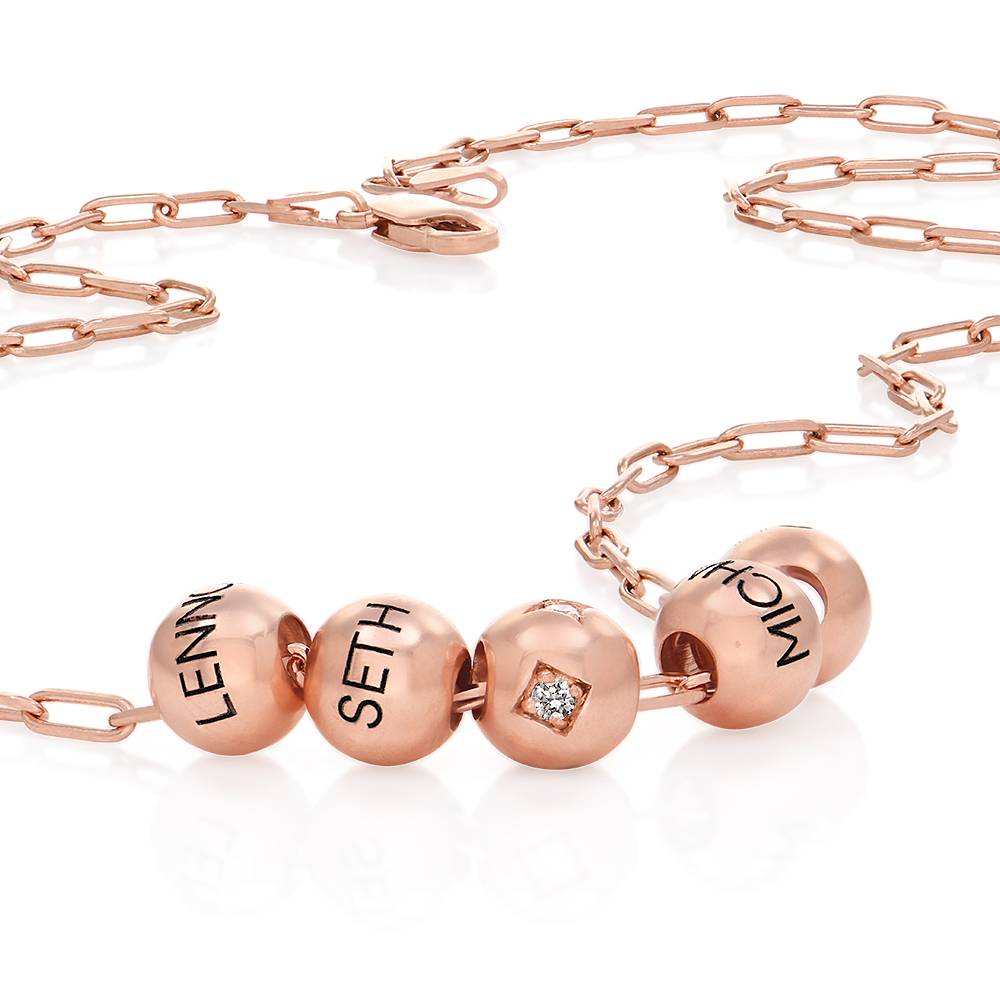 The Balance Bead Necklace with 0.08ct Diamond Bead in 18K Rose Gold Plating-2 product photo