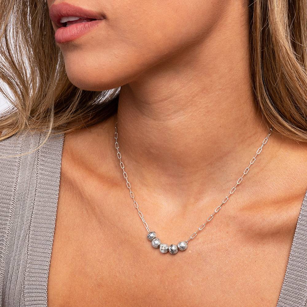 The Balance Bead Necklace with 0.08ct Diamond Bead in Sterling Silver-4 product photo