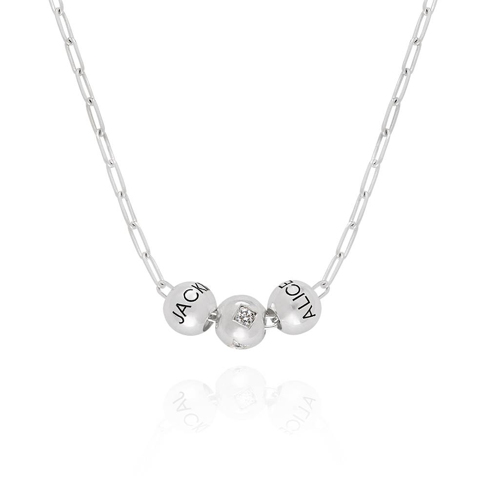Collier Balance avec Perle en Diamant de 0,08 carats en Argent 925-3 photo du produit