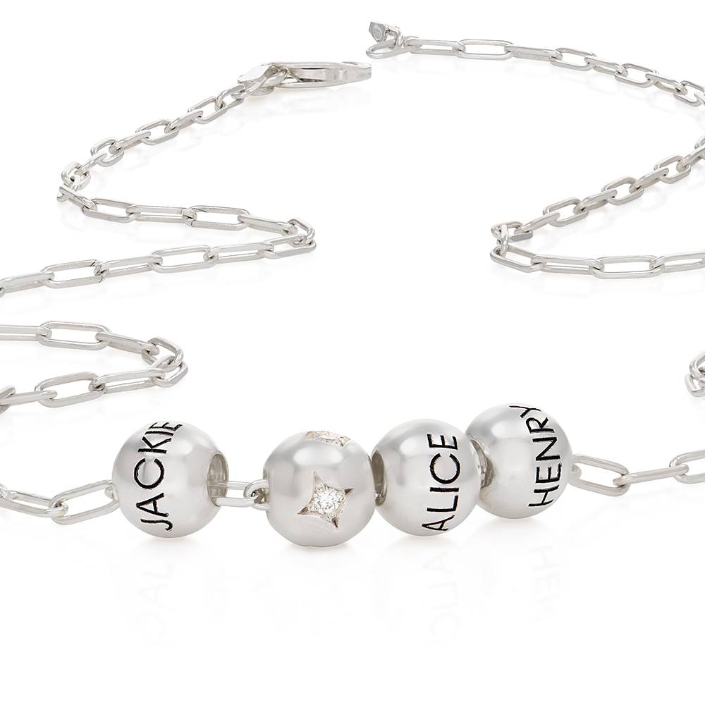 The Balance Bead Necklace with 0.08ct Diamond Bead in Sterling Silver