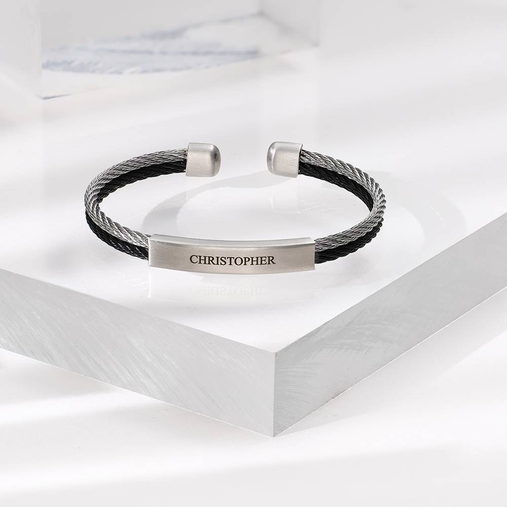 The Leader Personalised Mens Cuff Bracelet in Stainless Steel-2 product photo