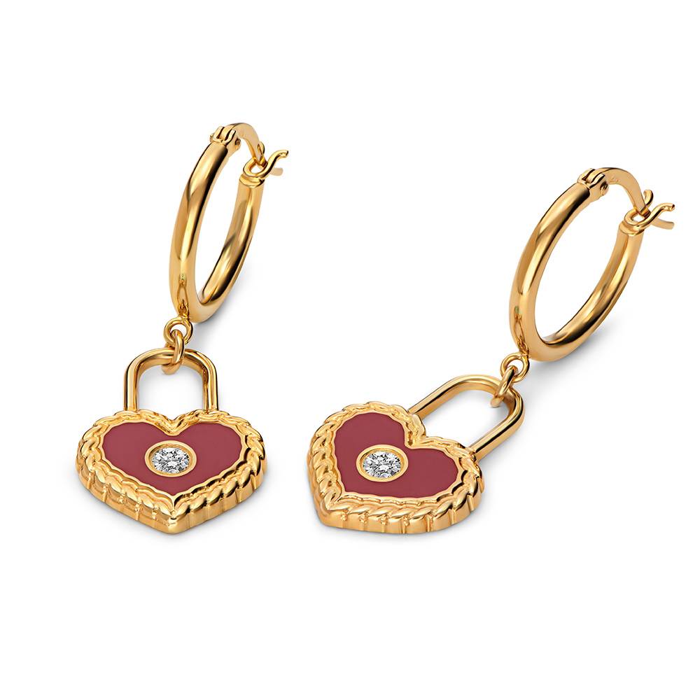 The Love Lock Enamel Earrings in Gold-3 product photo