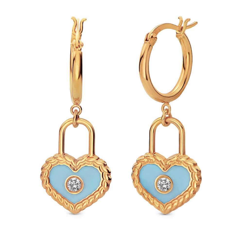 The Love Lock Enamel Earrings in Gold-1 product photo