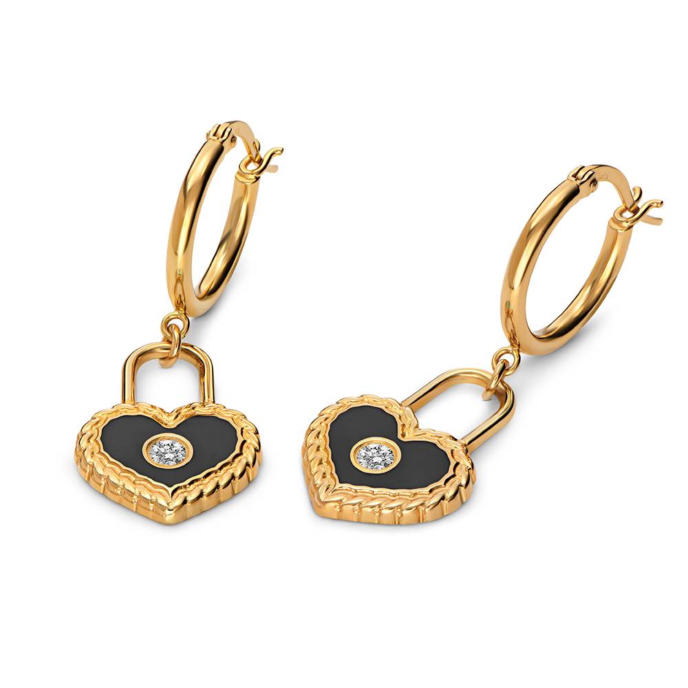 The Love Lock Enamel Earrings in Gold-5 product photo