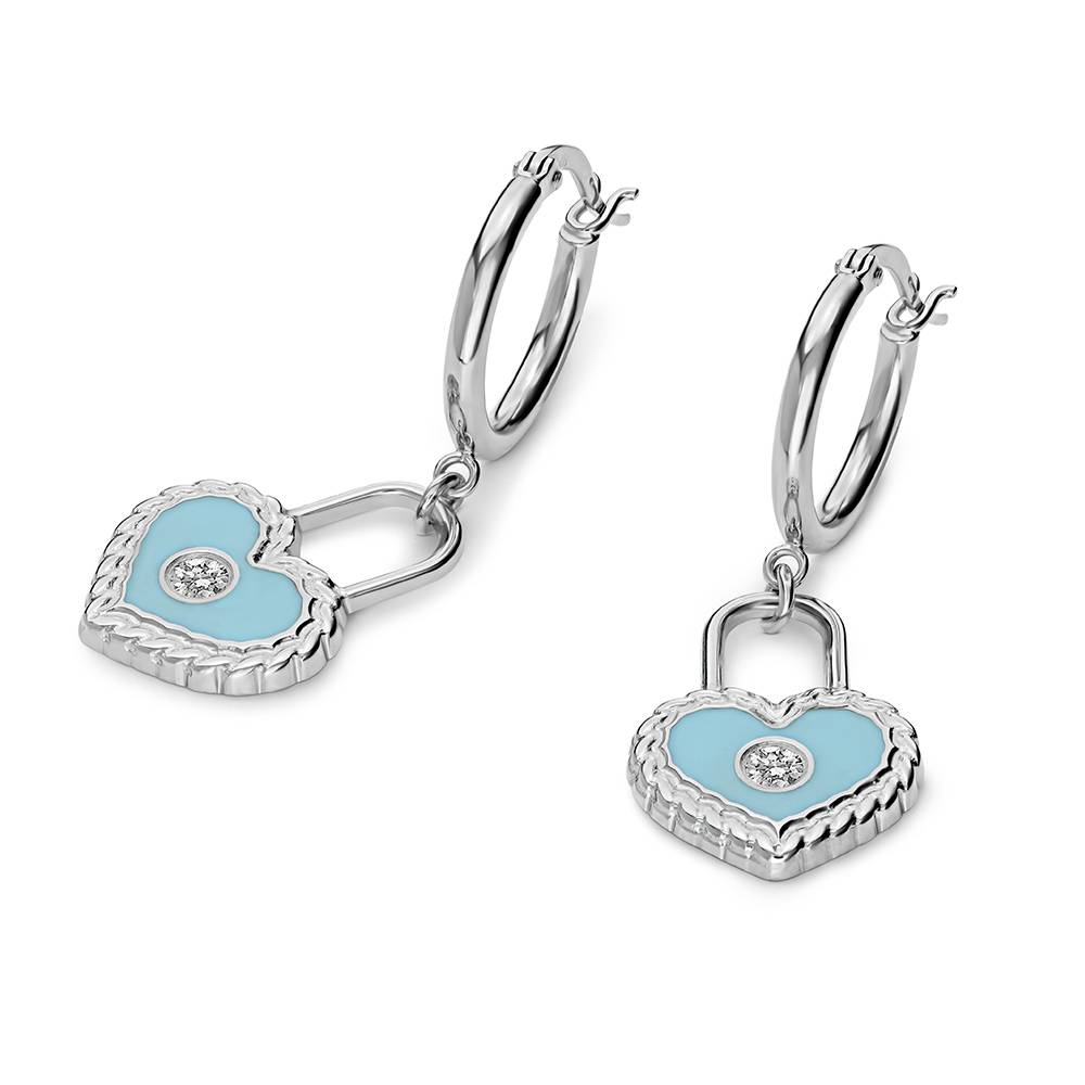 The Love Lock Enamel Earrings in Silver-3 product photo