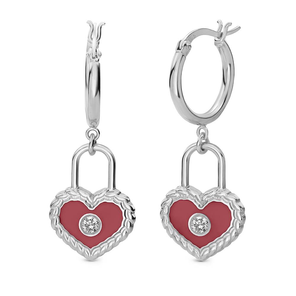 The Love Lock Enamel Earrings in Silver-1 product photo