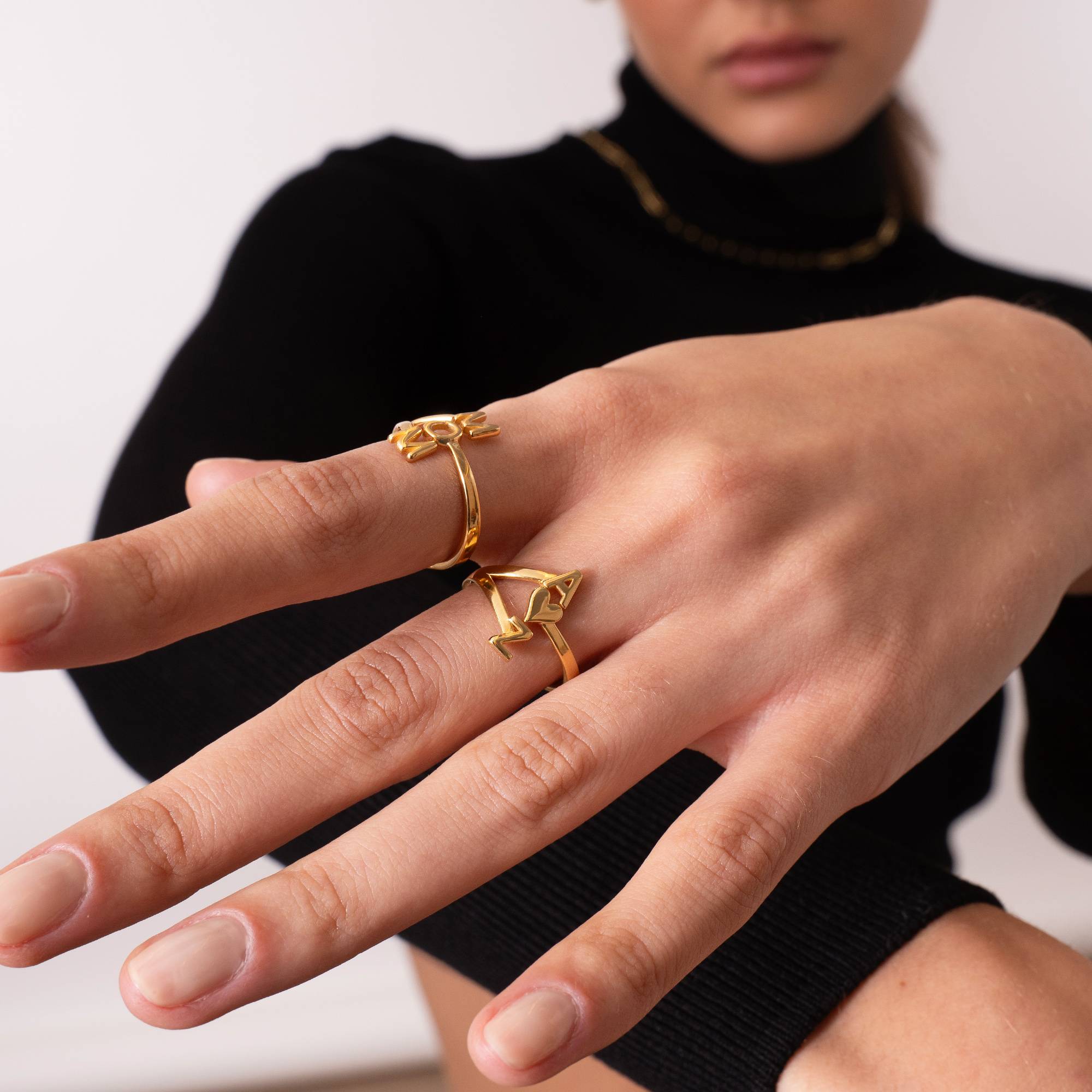 Three Initial Infinity Ring in 18K Gold Plating-7 product photo