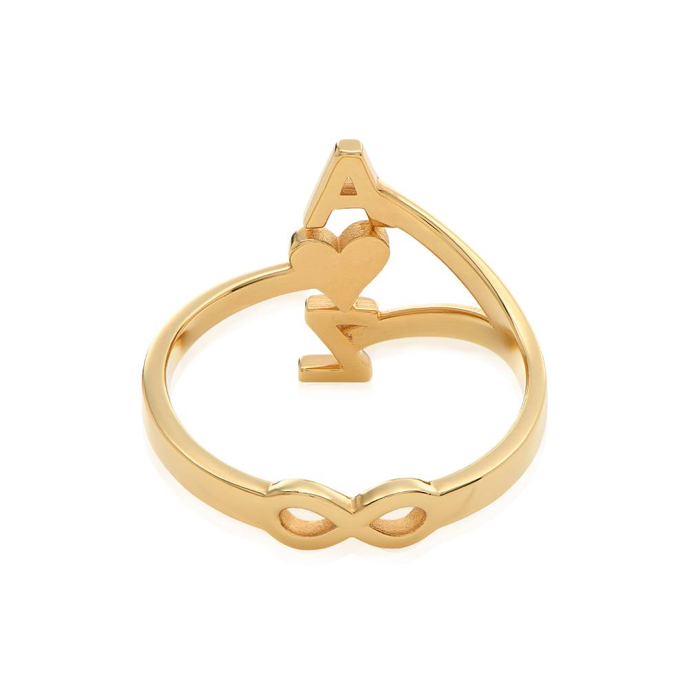 Infinity Ring med 3 bokstaver i 18K gull vermeil-4 produktbilde