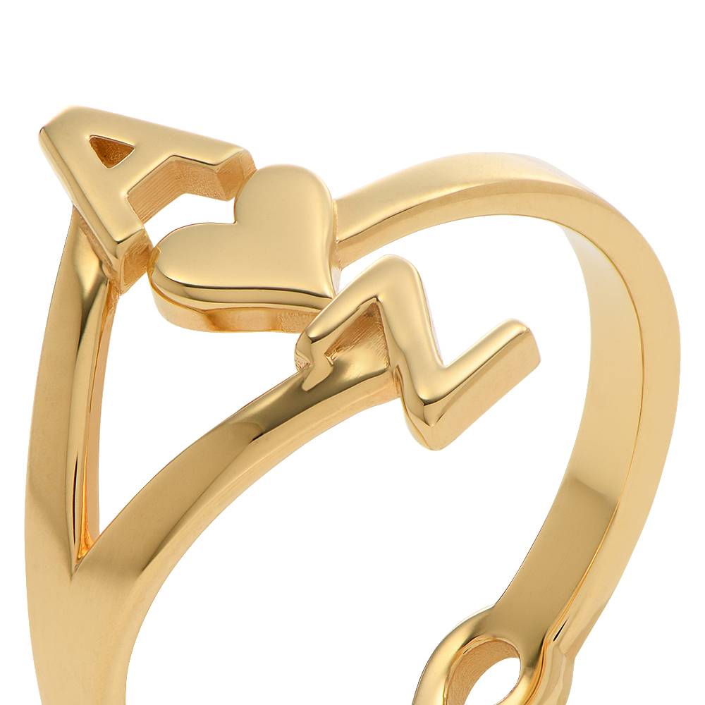Infinity Ring med 3 bokstaver i 18K gull vermeil-2 produktbilde