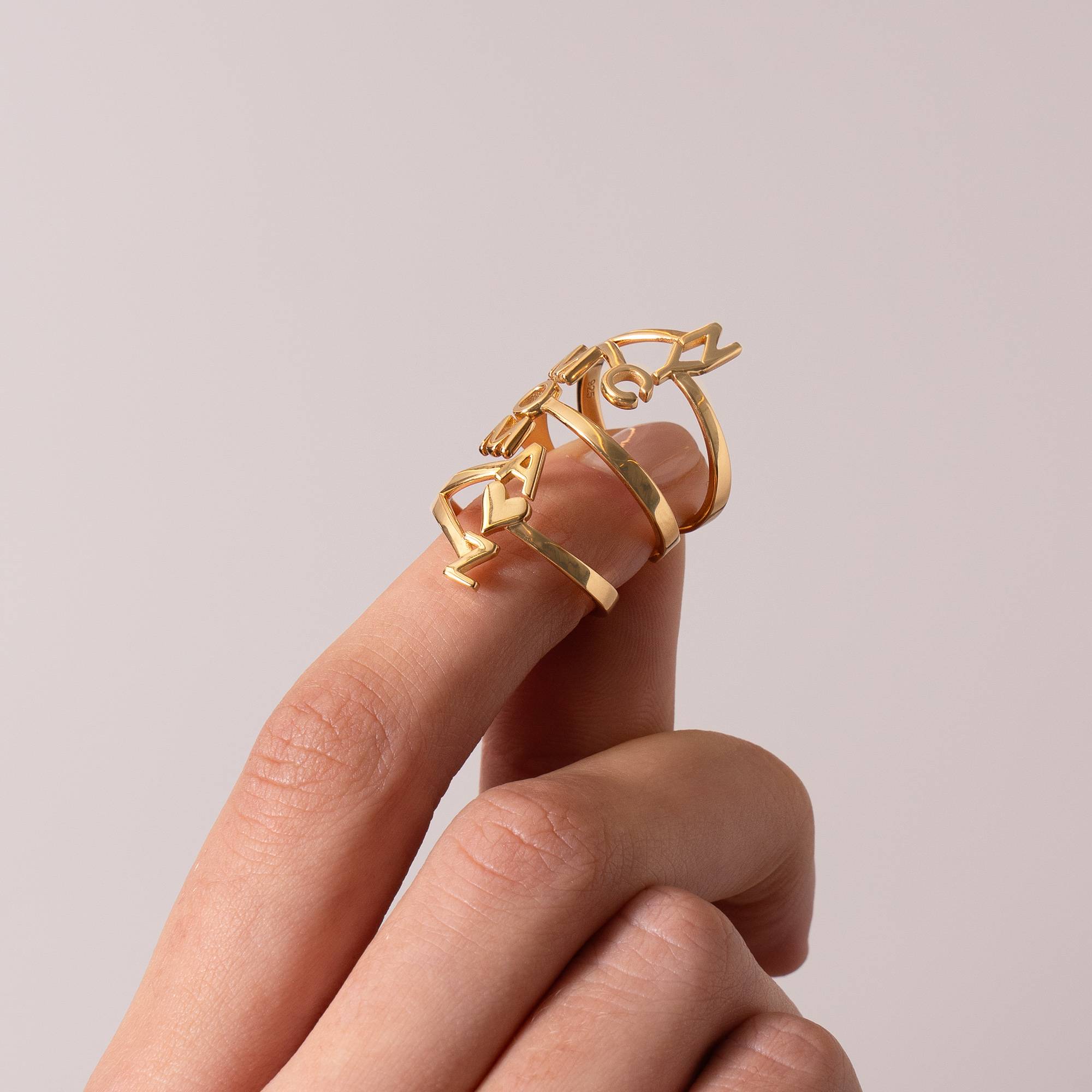 Drie Initialen Infinity Ring in 18k Goud Vermeil-1 Productfoto