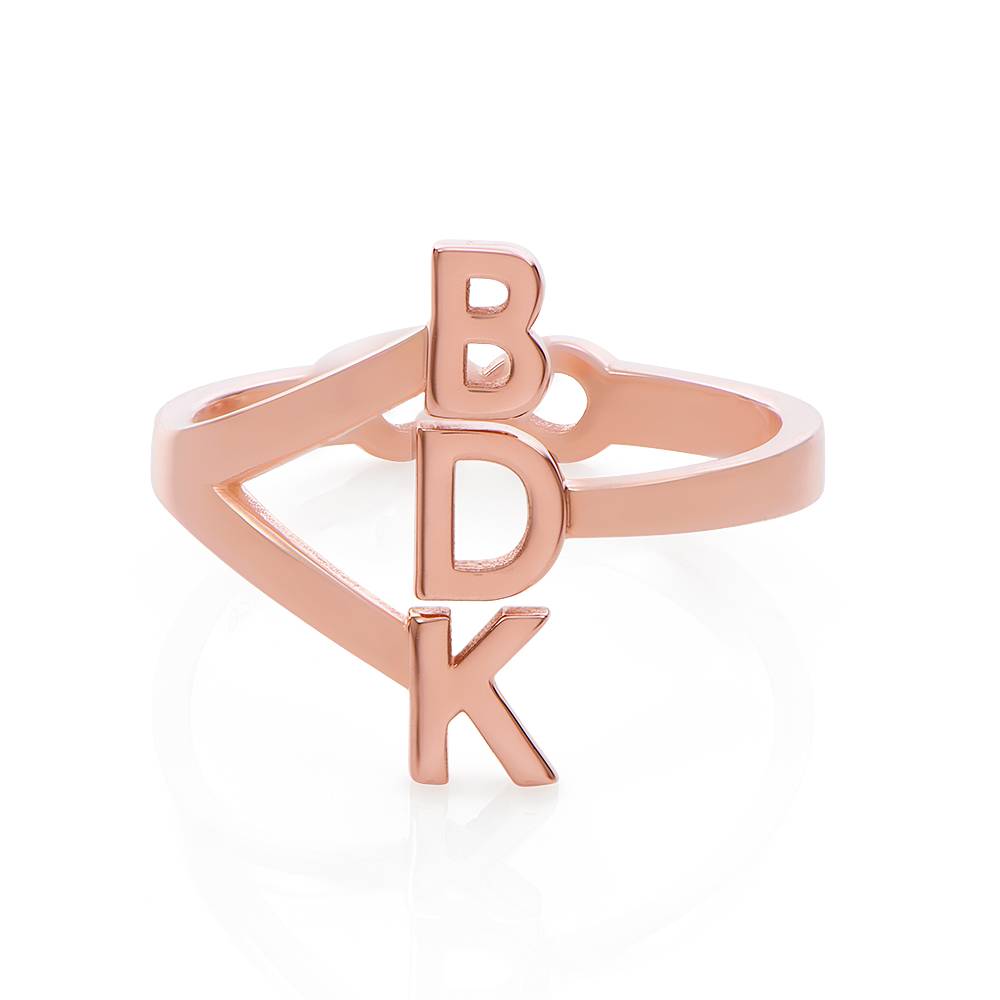 Drie Initialen Infinity Ring in 18k Rosé Verguld Goud Productfoto