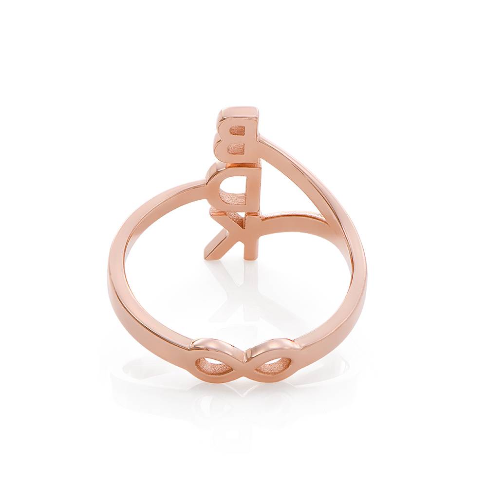 Drie Initialen Infinity Ring in 18k Rosé Verguld Goud-5 Productfoto