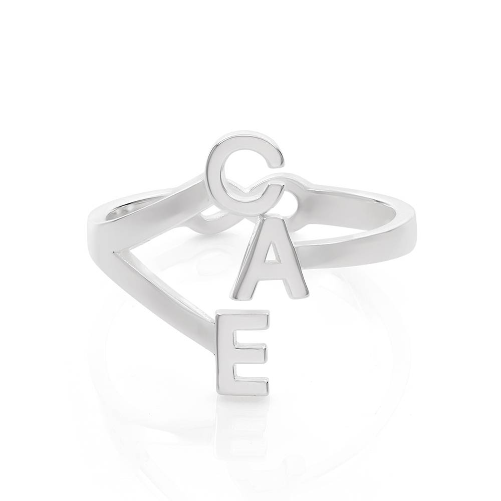 Three Initial Infinity Ring in Sterling Silver-4 product photo