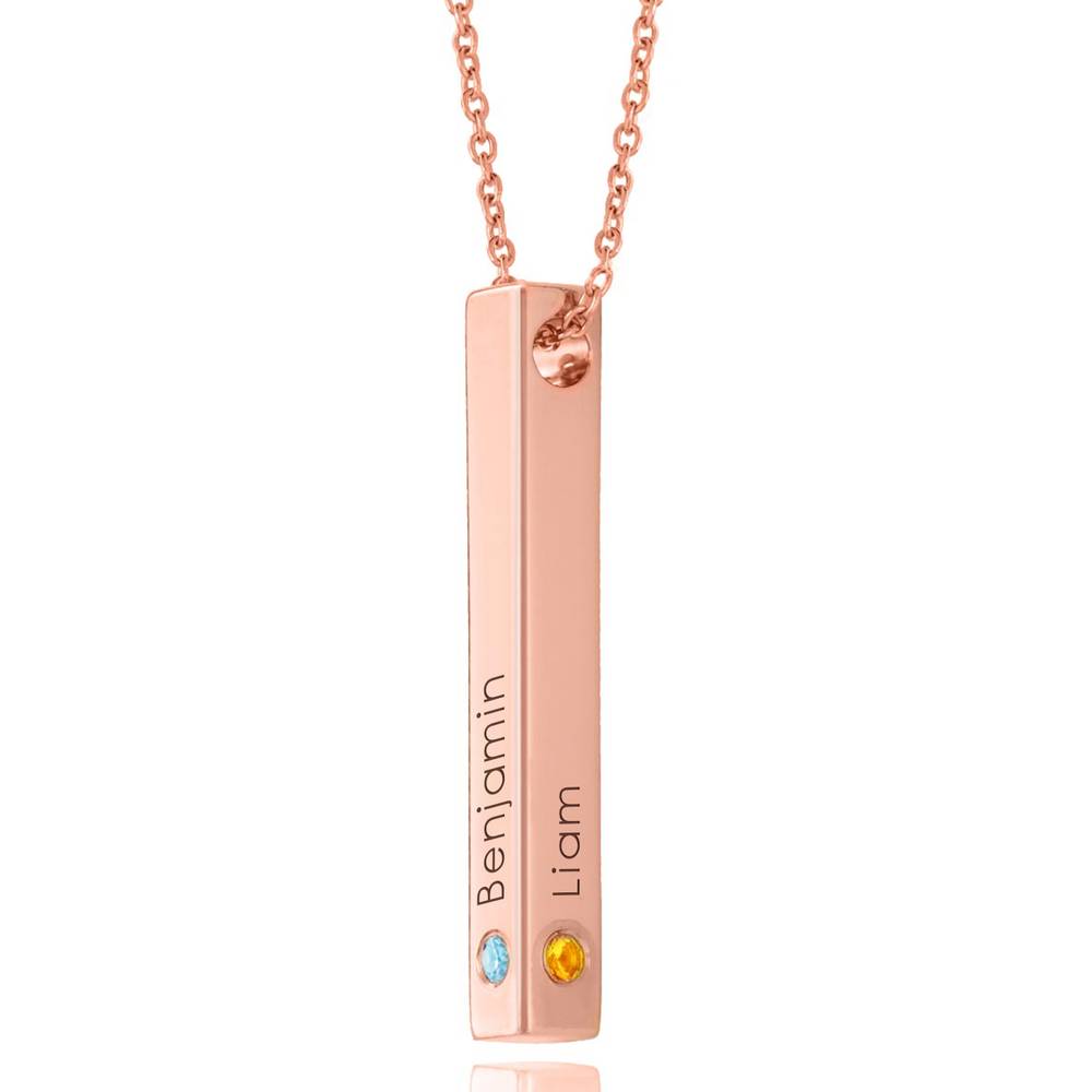 Totem 3D Bar Necklace with Birthstones in 18ct Rose Gold Vermeil product photo