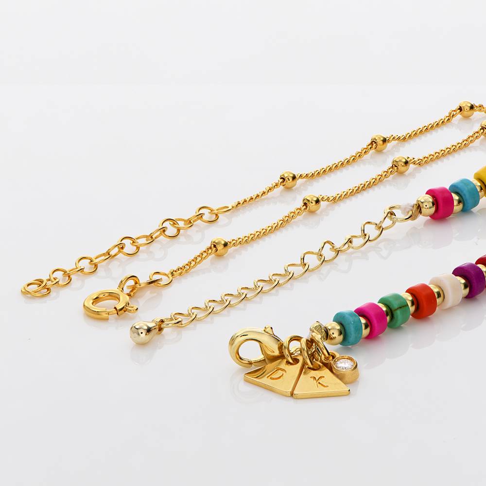 Tropical Layered Beads Bracelet/Anklet with Initials and 0.05CT Diamond in Gold Plating-1 product photo