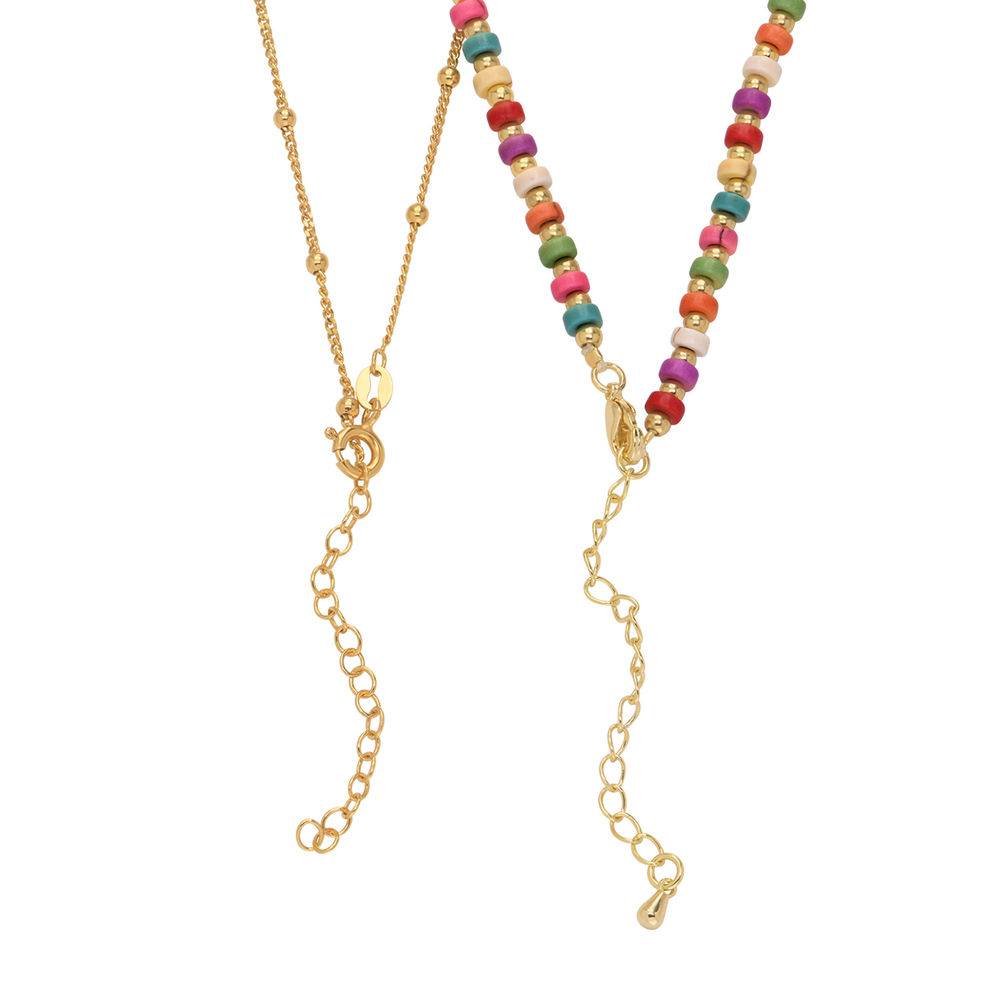 Tropical Layered Beads Necklace with Initials and 0.10CT Diamond in Gold Plating-4 product photo
