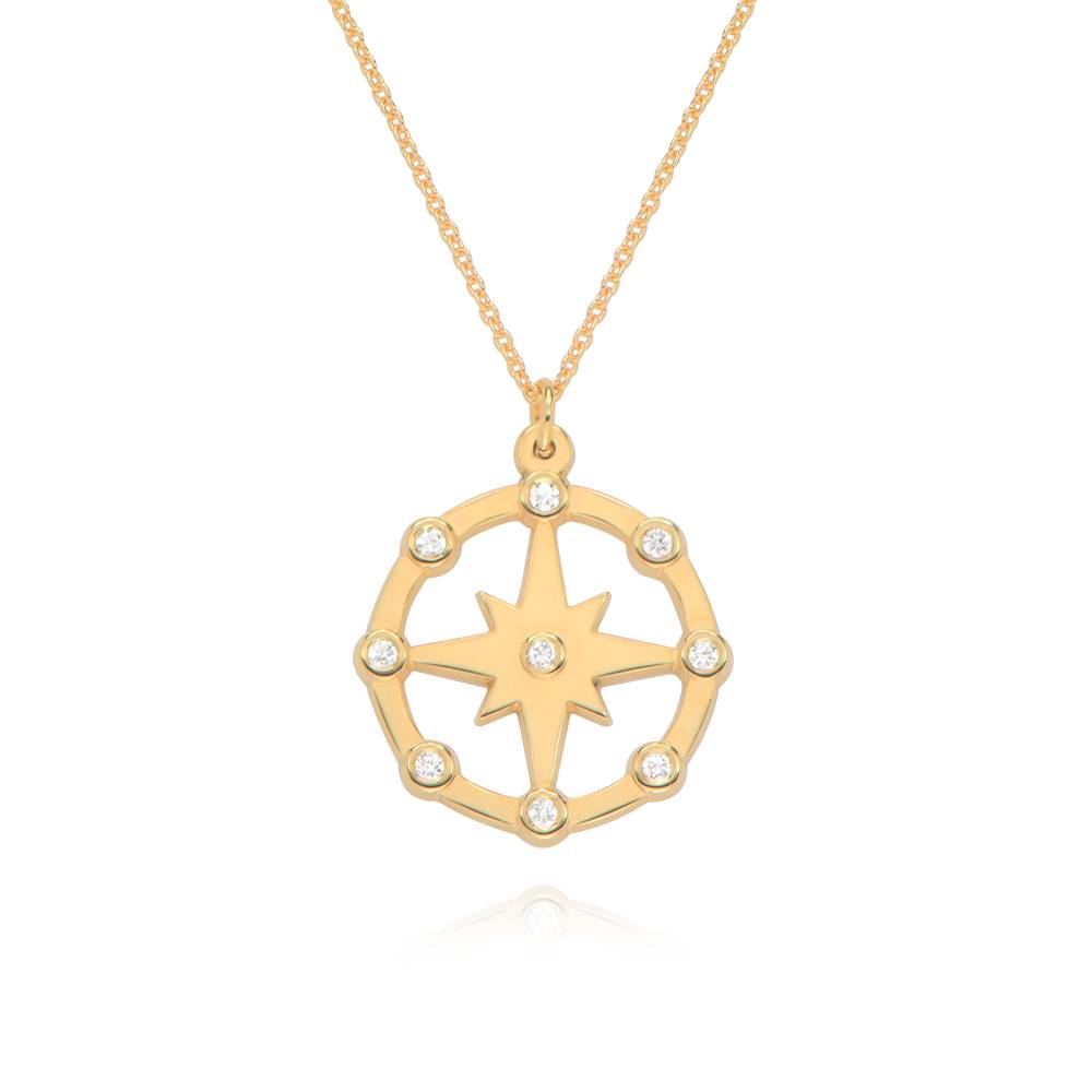 Twinkling Northern Star Necklace with Diamonds in 18K Gold Plating-6 product photo